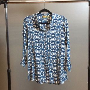 S Rock Flower Paper blue aztec print tunic